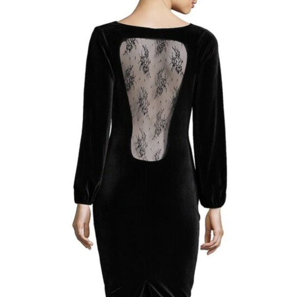 NWT Wyatt Velvet Dress Cowl Neck Lace XS Black - Picture 3 of 5